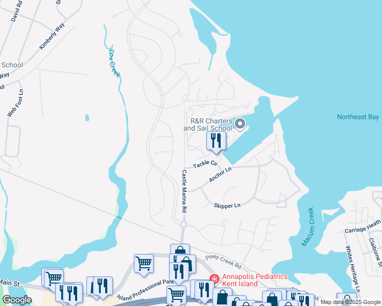 map of restaurants, bars, coffee shops, grocery stores, and more near 107 Bufflehead Court in Chester