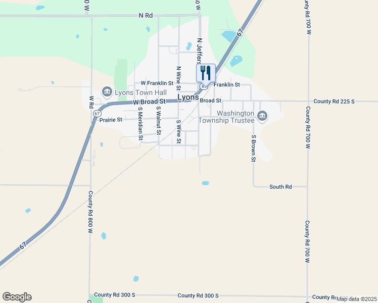 map of restaurants, bars, coffee shops, grocery stores, and more near 470 South Callahan Street in Lyons