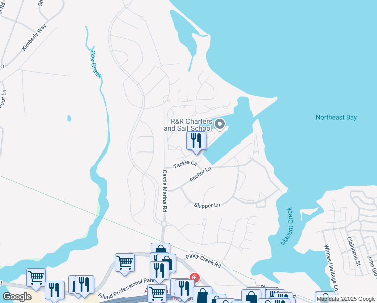 map of restaurants, bars, coffee shops, grocery stores, and more near 101 Harbour Sound Drive in Chester