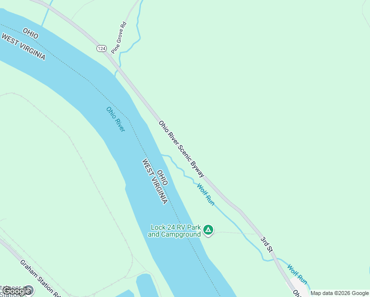 map of restaurants, bars, coffee shops, grocery stores, and more near 45745-45877 Ohio River Scenic Byway in Racine