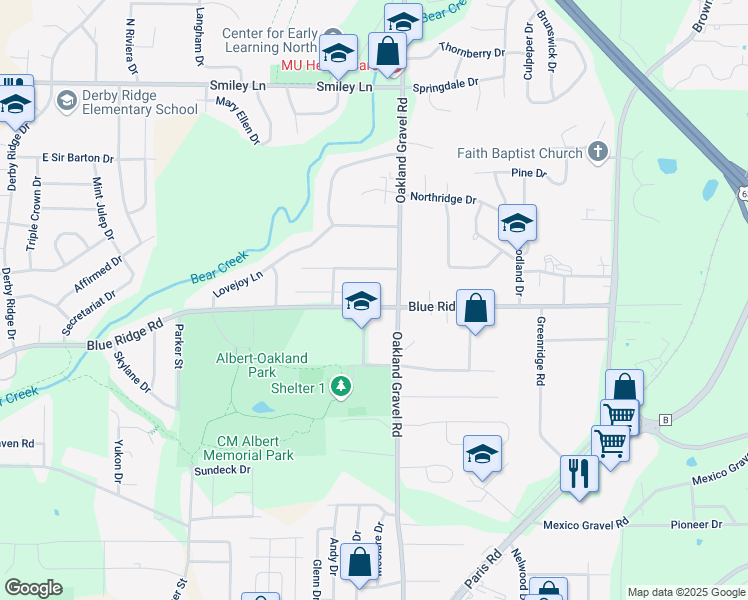 map of restaurants, bars, coffee shops, grocery stores, and more near 3301-3499 Oakland Pl in Columbia
