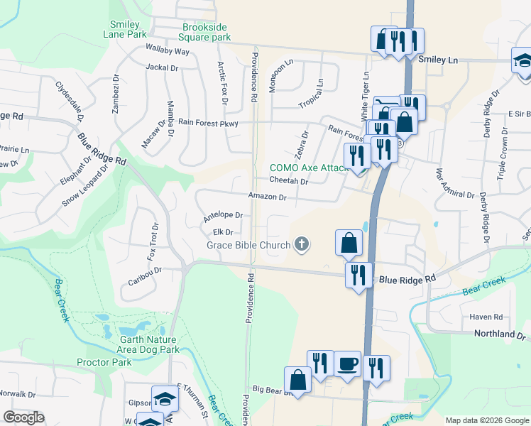 map of restaurants, bars, coffee shops, grocery stores, and more near 305 Golden Eagle Drive in Columbia