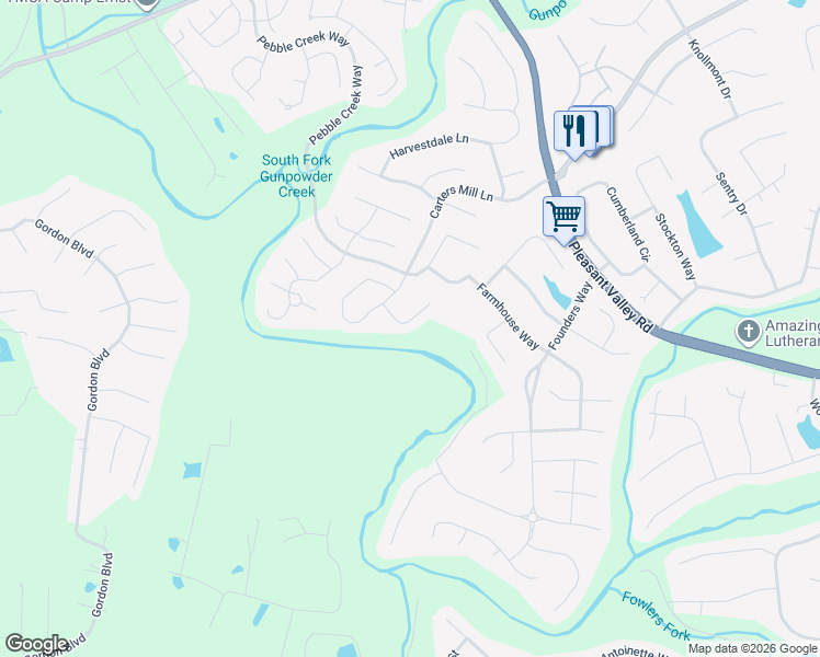 map of restaurants, bars, coffee shops, grocery stores, and more near 3329 Falling Brook Way in Burlington