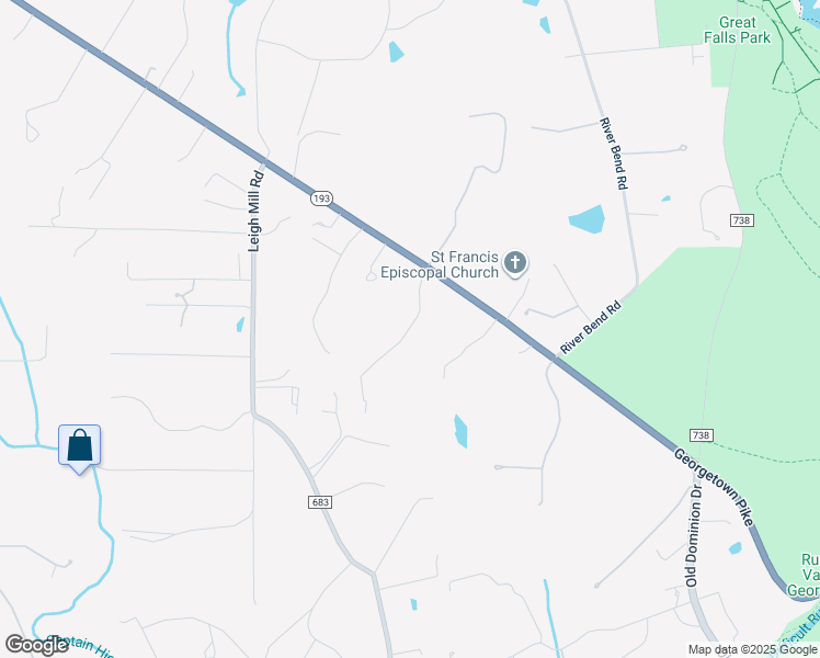 map of restaurants, bars, coffee shops, grocery stores, and more near 9305 Georgetown Pike in Great Falls
