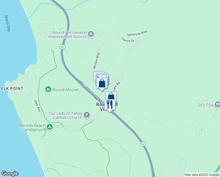 map of restaurants, bars, coffee shops, grocery stores, and more near 100 Mcfaul Way in Glenbrook
