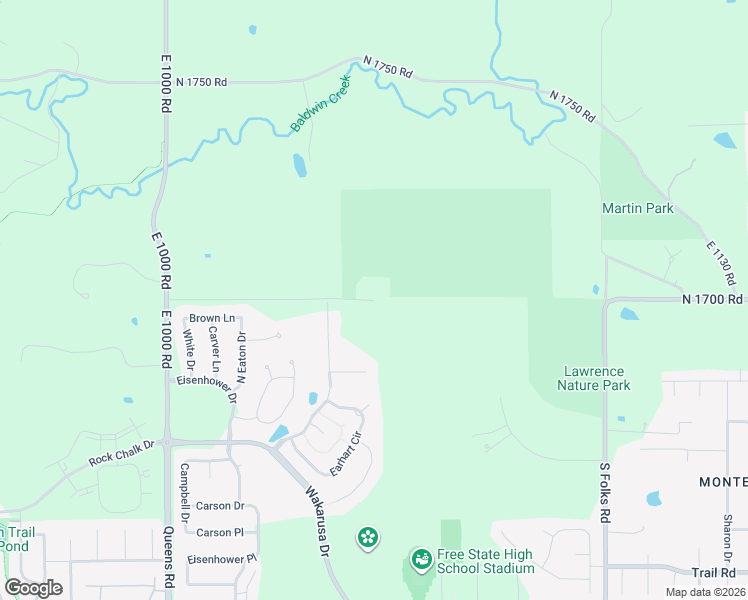 map of restaurants, bars, coffee shops, grocery stores, and more near 1098 North 1700 Road in Lawrence