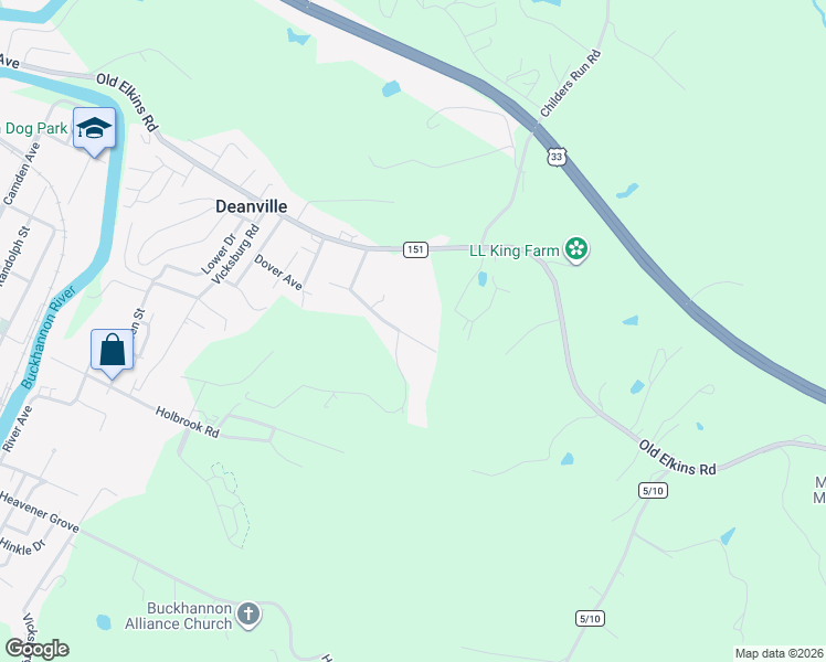 map of restaurants, bars, coffee shops, grocery stores, and more near 183 Saratoga Dr in Buckhannon