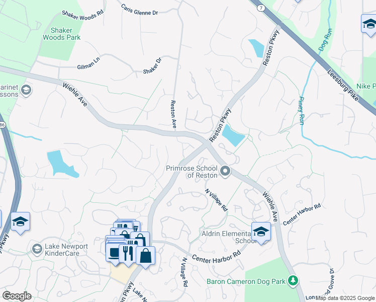 map of restaurants, bars, coffee shops, grocery stores, and more near 1324 Red Hawk Circle in Reston