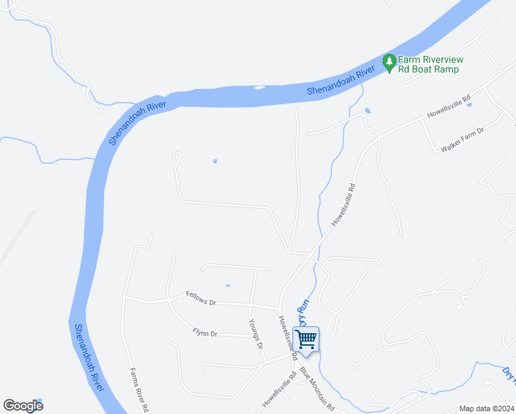 map of restaurants, bars, coffee shops, grocery stores, and more near 21 River Boat Drive in Front Royal