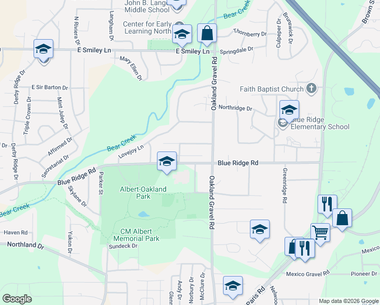 map of restaurants, bars, coffee shops, grocery stores, and more near 2218 East Parks Edge Place in Columbia