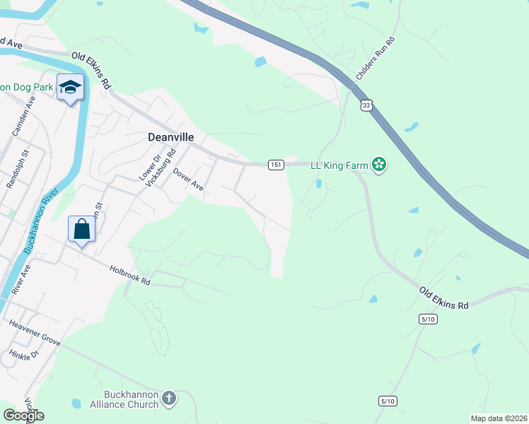 map of restaurants, bars, coffee shops, grocery stores, and more near 183 Saratoga Dr in Buckhannon
