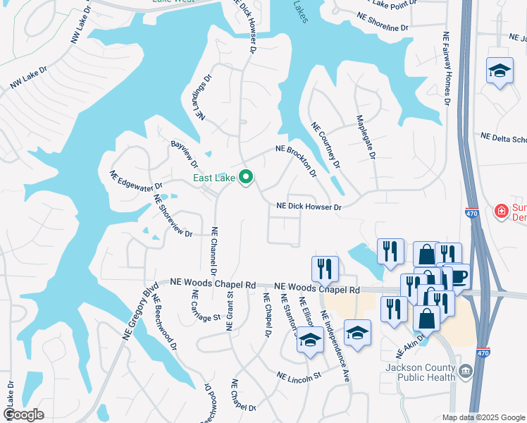 map of restaurants, bars, coffee shops, grocery stores, and more near 4028 Northeast Bittersweet Drive in Lee's Summit