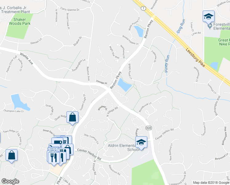 map of restaurants, bars, coffee shops, grocery stores, and more near 1208 Weatherstone Court in Reston