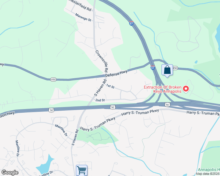 map of restaurants, bars, coffee shops, grocery stores, and more near 6 1st Street in Annapolis