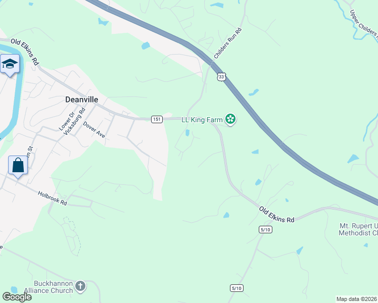 map of restaurants, bars, coffee shops, grocery stores, and more near 68 Ashley Lane in Buckhannon