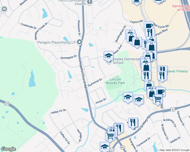 map of restaurants, bars, coffee shops, grocery stores, and more near 8 Kennedy Court in Florence