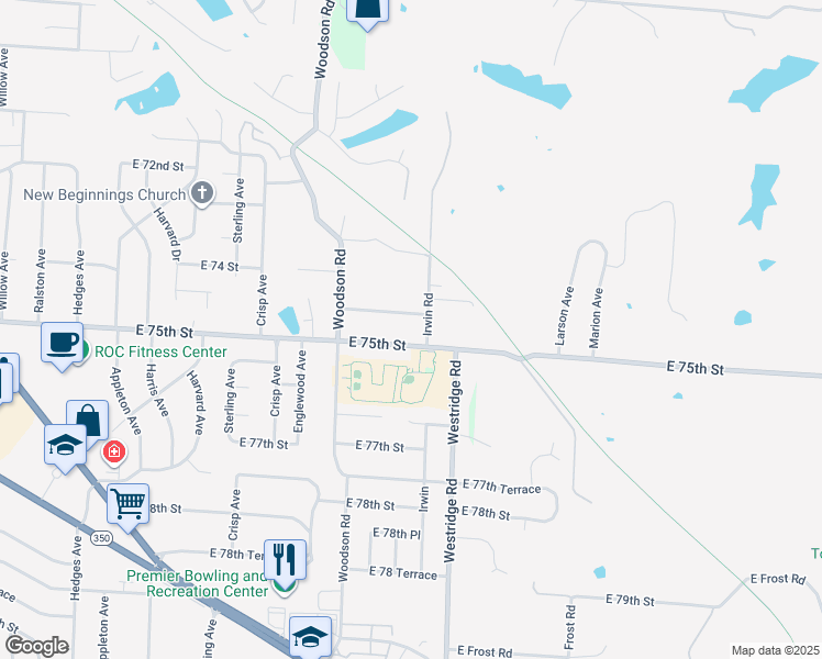 map of restaurants, bars, coffee shops, grocery stores, and more near 11805 East 74th Terrace in Raytown
