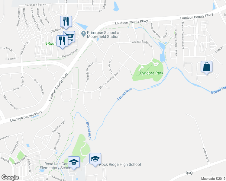 map of restaurants, bars, coffee shops, grocery stores, and more near 43469 Snickersville Kiln Court in Ashburn