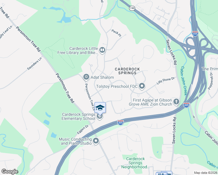 map of restaurants, bars, coffee shops, grocery stores, and more near 8304 Lilly Stone Drive in Bethesda