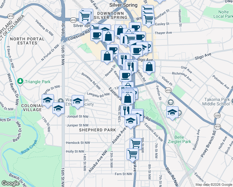 map of restaurants, bars, coffee shops, grocery stores, and more near 101 Independence Avenue Southeast in Washington