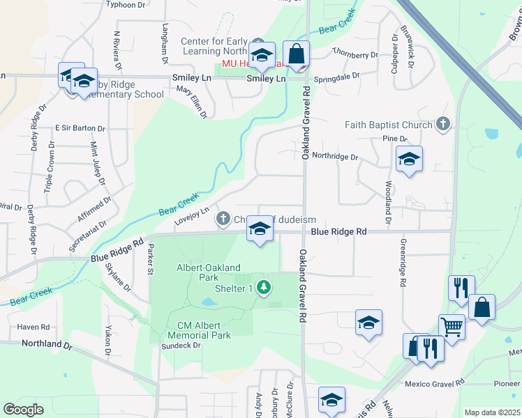 map of restaurants, bars, coffee shops, grocery stores, and more near 2120 2122nd Park in Columbia
