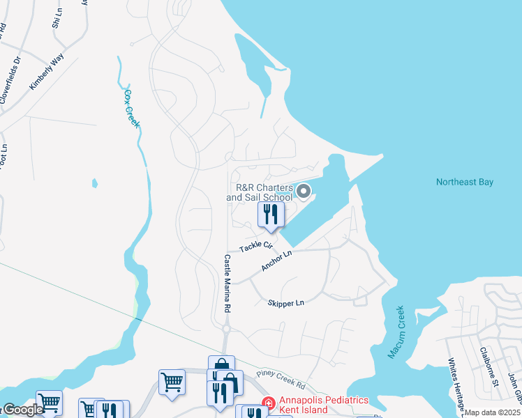 map of restaurants, bars, coffee shops, grocery stores, and more near 305 Schooner Way in Chester