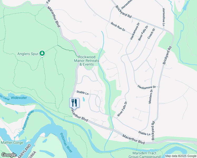 map of restaurants, bars, coffee shops, grocery stores, and more near 7801 Whiterim Terrace in Rockville