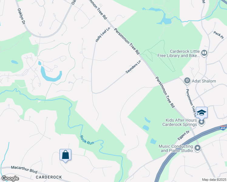 map of restaurants, bars, coffee shops, grocery stores, and more near 8930 Saunders Lane in Bethesda
