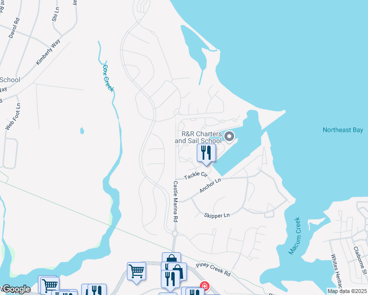 map of restaurants, bars, coffee shops, grocery stores, and more near 210 Teal Court in Chester