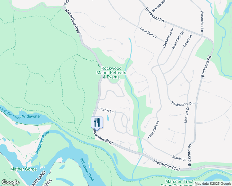 map of restaurants, bars, coffee shops, grocery stores, and more near 10845 Whiterim Drive in Potomac