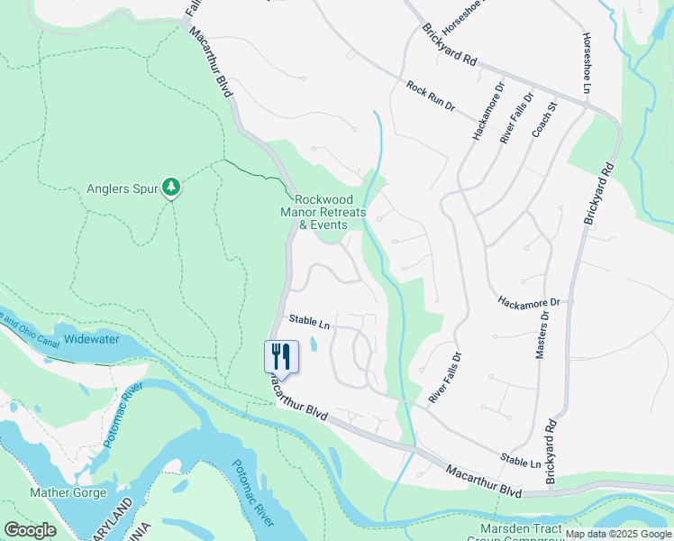 map of restaurants, bars, coffee shops, grocery stores, and more near 10845 Whiterim Drive in Potomac
