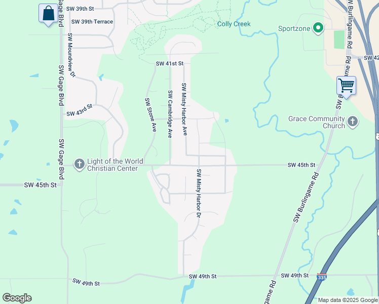 map of restaurants, bars, coffee shops, grocery stores, and more near 3407 Southwest 44th Terrace in Topeka