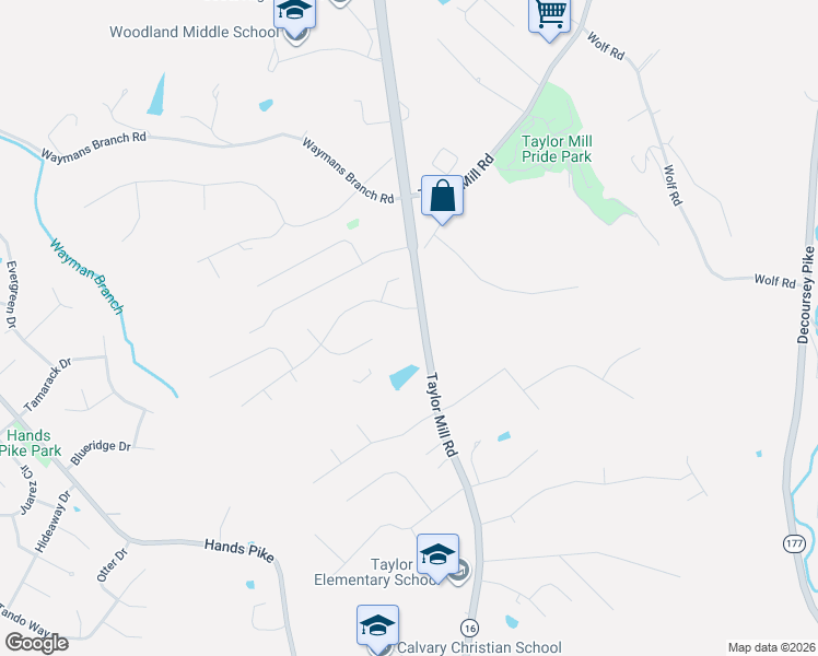 map of restaurants, bars, coffee shops, grocery stores, and more near 5779 Taylor Mill Road in Covington