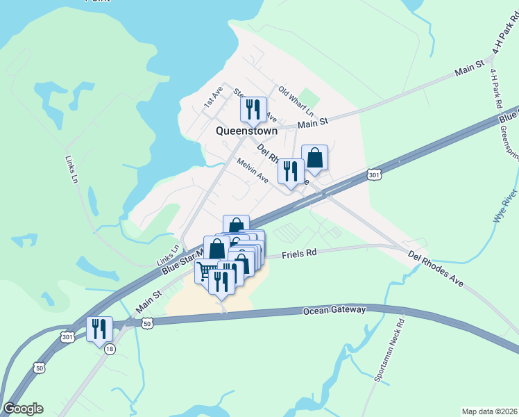 map of restaurants, bars, coffee shops, grocery stores, and more near 123 Aker Road in Queenstown