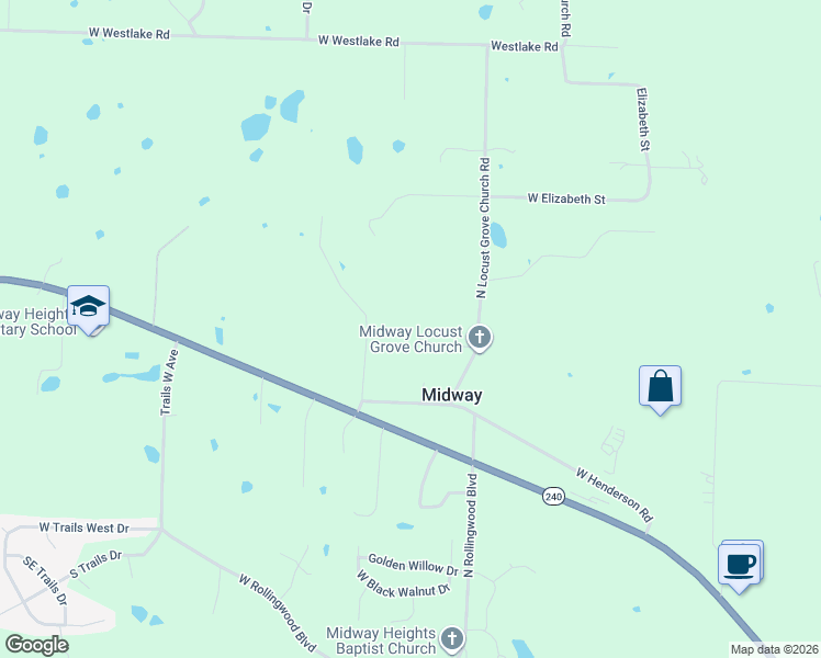 map of restaurants, bars, coffee shops, grocery stores, and more near 2675 North Locust Grove Church Road in Columbia