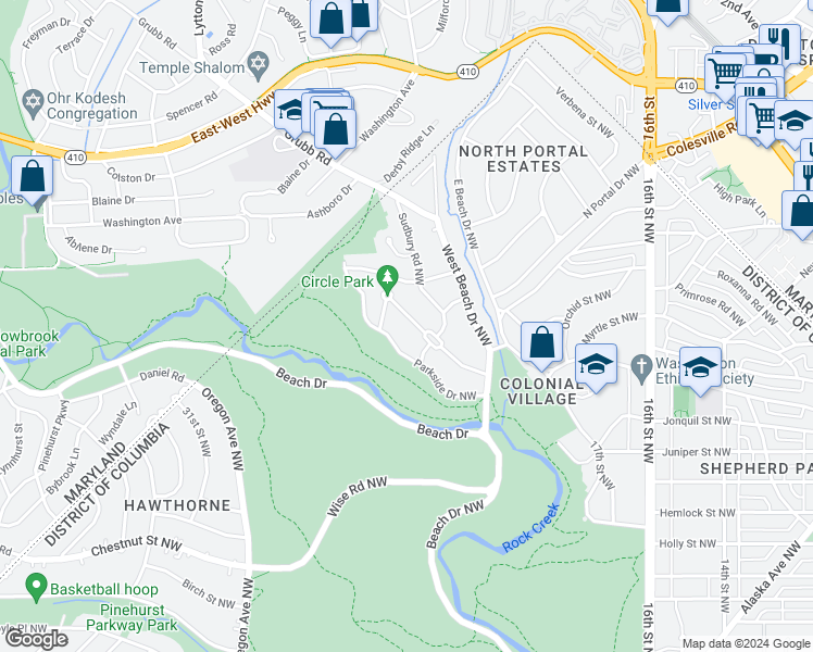 map of restaurants, bars, coffee shops, grocery stores, and more near 2006 Plymouth Street Northwest in Washington