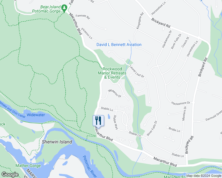 map of restaurants, bars, coffee shops, grocery stores, and more near 10913 Whiterim Drive in Rockville