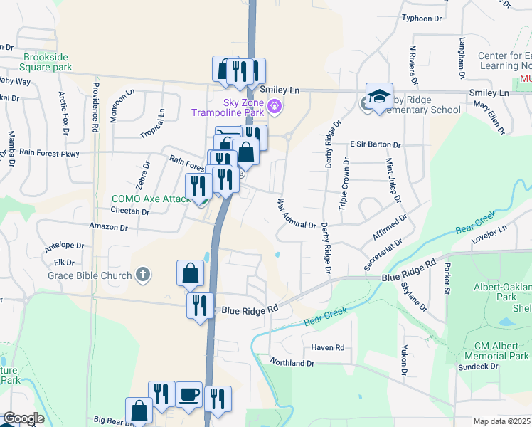 map of restaurants, bars, coffee shops, grocery stores, and more near 1100 Kennesaw Ridge Road in Columbia