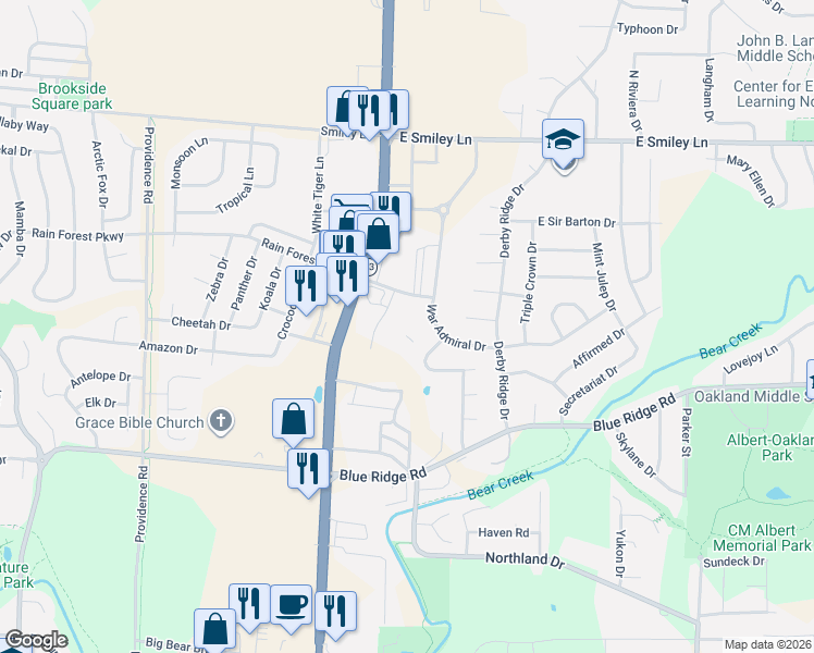map of restaurants, bars, coffee shops, grocery stores, and more near 1100 Kennesaw Ridge Road in Columbia