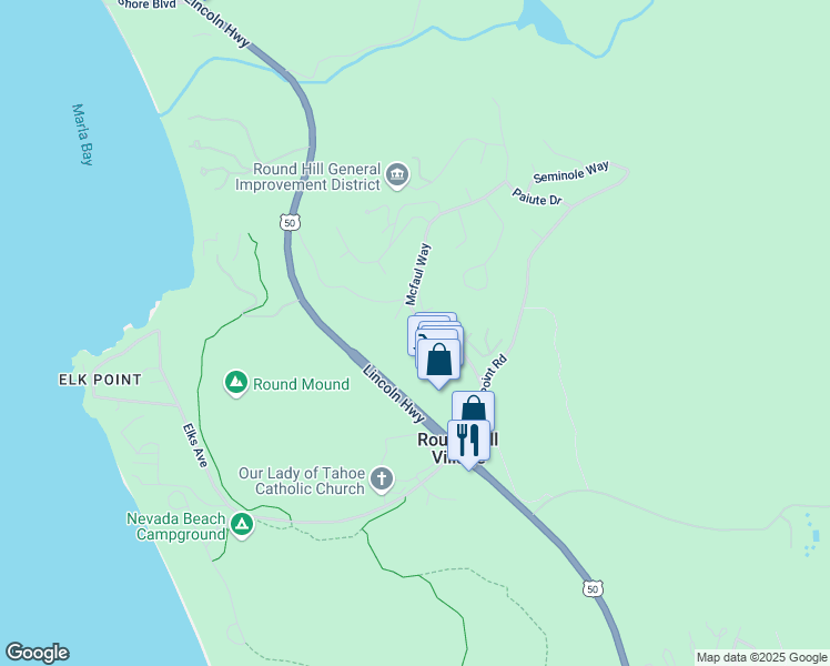 map of restaurants, bars, coffee shops, grocery stores, and more near 451 Mcfaul Way in Zephyr Cove