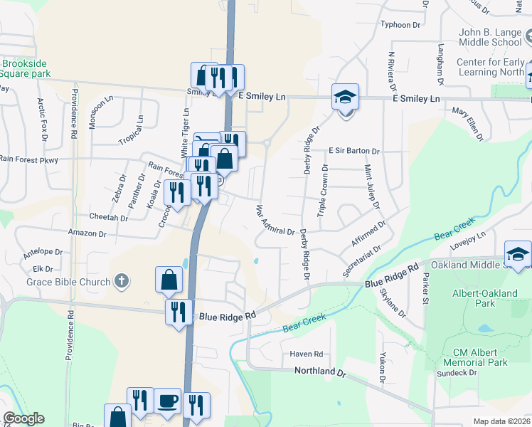 map of restaurants, bars, coffee shops, grocery stores, and more near 1116 Kennesaw Ridge Road in Columbia