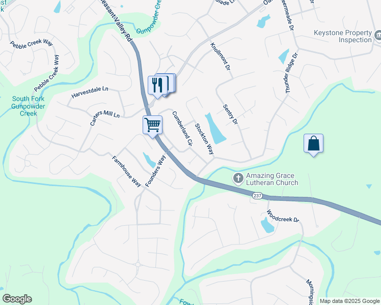 map of restaurants, bars, coffee shops, grocery stores, and more near 7472 Cumberland Circle in Florence