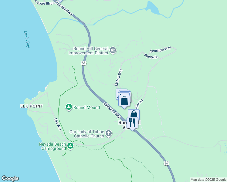 map of restaurants, bars, coffee shops, grocery stores, and more near 490 Mcfaul Way in Glenbrook