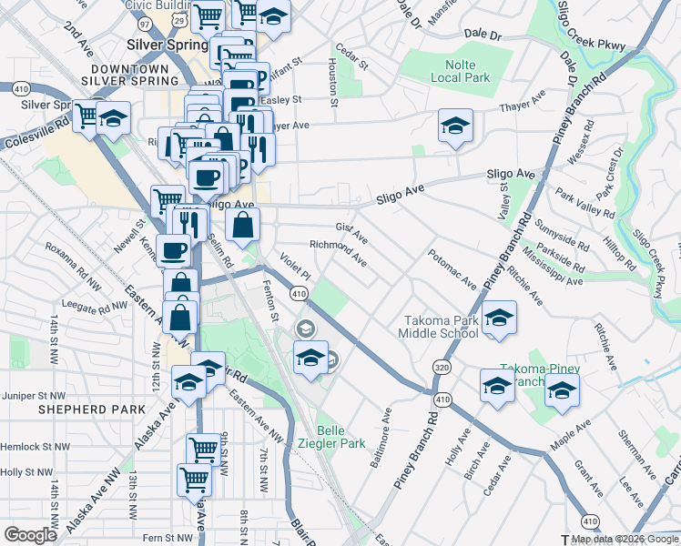 map of restaurants, bars, coffee shops, grocery stores, and more near 101 Independence Avenue Southeast in Washington