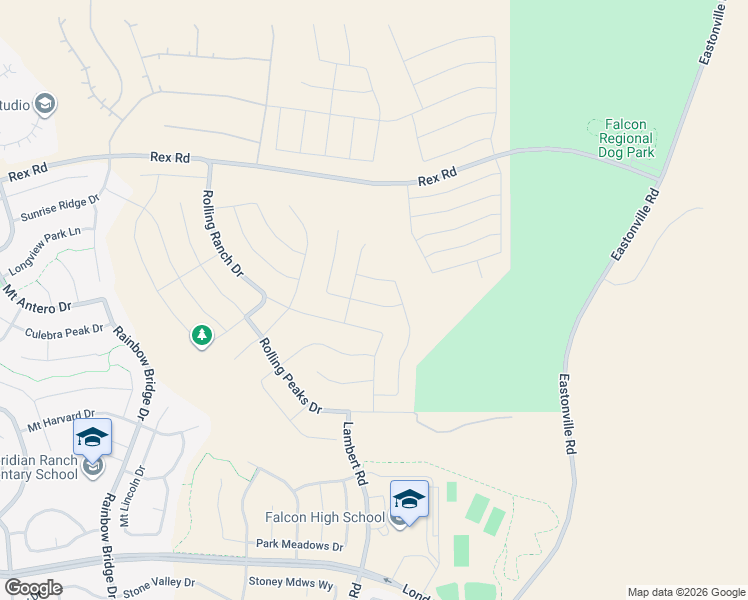 map of restaurants, bars, coffee shops, grocery stores, and more near 13426 Foggy Meadows Drive in Peyton