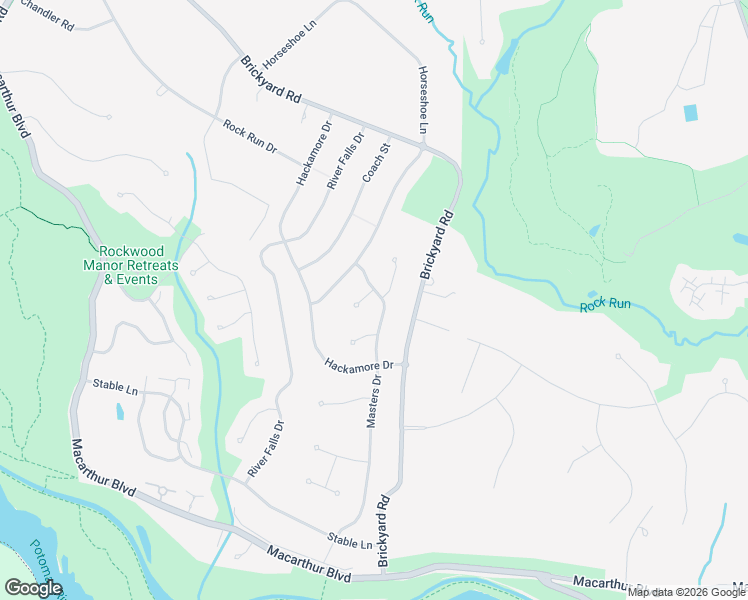 map of restaurants, bars, coffee shops, grocery stores, and more near 7800 Masters Drive in Potomac