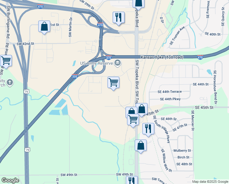map of restaurants, bars, coffee shops, grocery stores, and more near 4236 Southwest Kirklawn Avenue in Topeka
