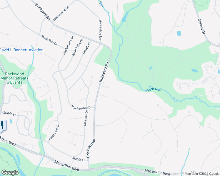 map of restaurants, bars, coffee shops, grocery stores, and more near 7709 Brickyard Road in Potomac