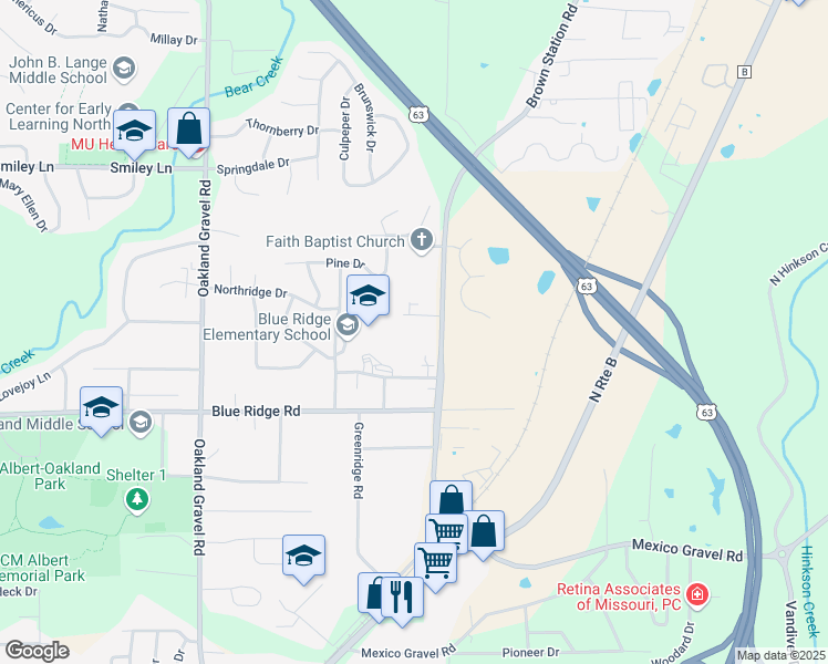 map of restaurants, bars, coffee shops, grocery stores, and more near 2916 Lawnridge Court in Columbia