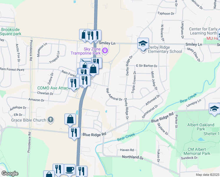 map of restaurants, bars, coffee shops, grocery stores, and more near 1116 Kennesaw Ridge Road in Columbia